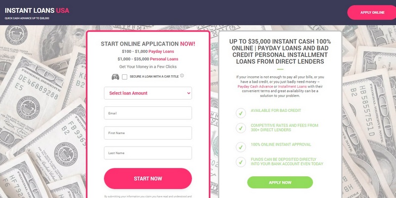 Instant Loans USA site